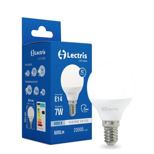 

Лампа светодиодная Lectris LED G45 7W 4000K 220V E14
