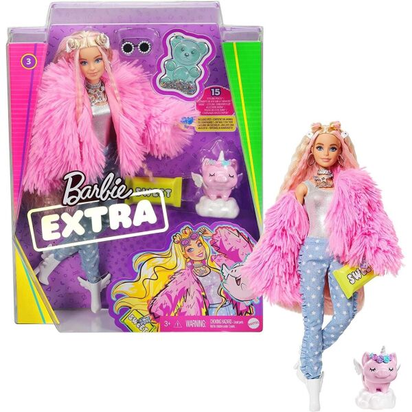 

Кукла Барби Экстра Barbie Extra Doll 3 in Pink Fluffy Coat