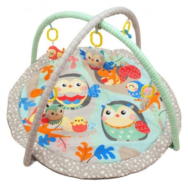 

Развивающий коврик Baby Mix Совы 3435PP + 2 дуги и 5 игрушек 80 см Серый/Мятный