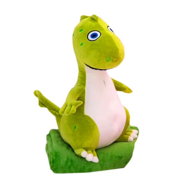 

Мягкая игрушка Динозавр Happy Toys, подушка с пледом, цвет зеленый