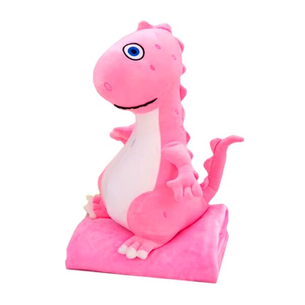 

Мягкая игрушка Динозавр Happy Toys, подушка с пледом, цвет розовый