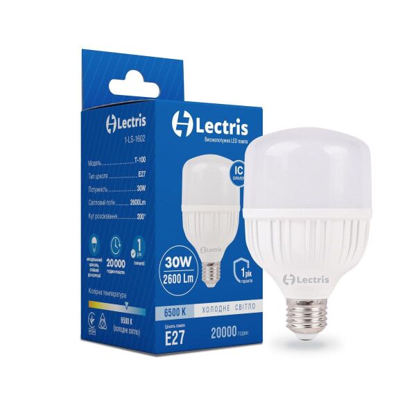 

Лампа светодиодная Lectris высокомощная LED T100 30W 6500K 220V E27