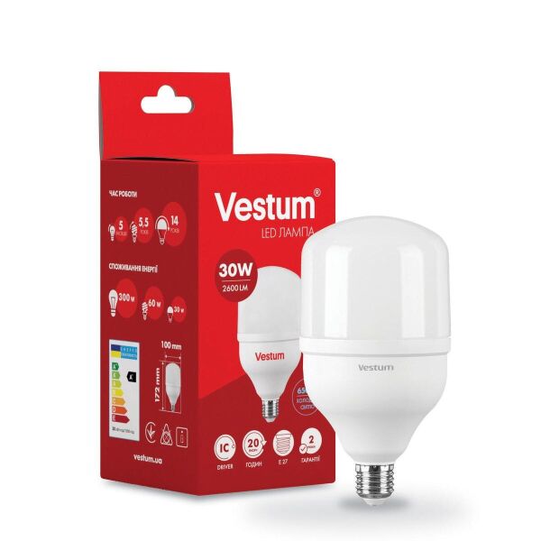 

Лампа светодиодная Vestum LED высокомощная T100 30W 6500K 220V E27