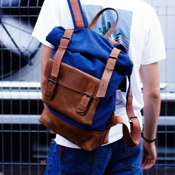 

Мужской рюкзак NEHILO из натуральной кожи синий