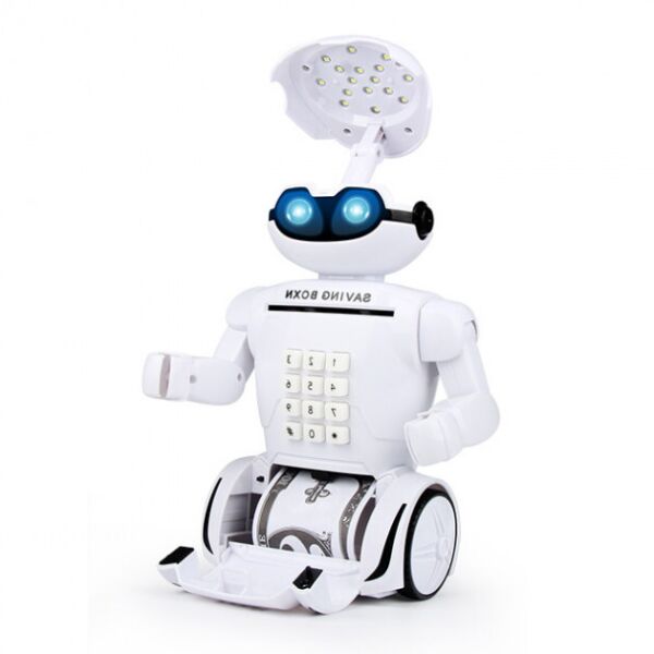 

Робот сейф с кодовым замком и настольная лампа 10 мелодий Robot Piggy Bank белый
