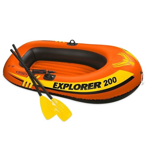 

Полутораместная надувная лодка с веслами и насосом ручным Intex 58331 EXPLORER 200, до 95 кг