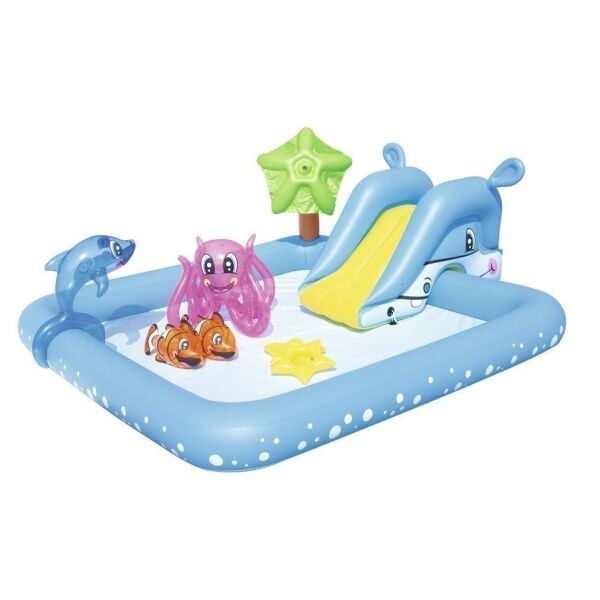 

Бассейн детский Надувной Центр для детей от 2-х лет BESTWAY Аквариум с игрушками и горкой, (239*206*86 см) Голубой (MW53052)