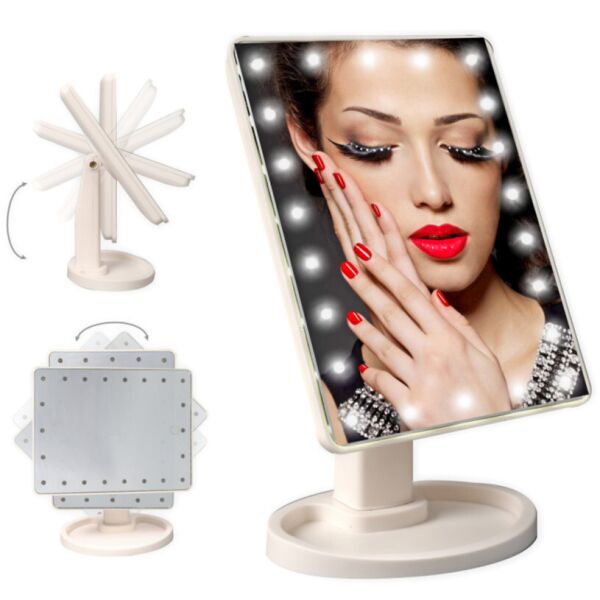 

Зеркало для макияжа с 22 LED подсветкой сенсорная регулировка UKC Large Mirror белый