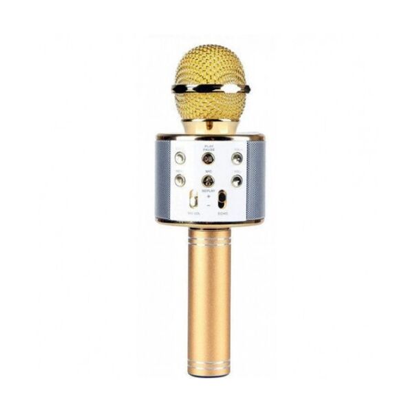 

Беспроводной караоке Bluetooth микрофон с динамиком в коробке WSTER WS-858 золотистый