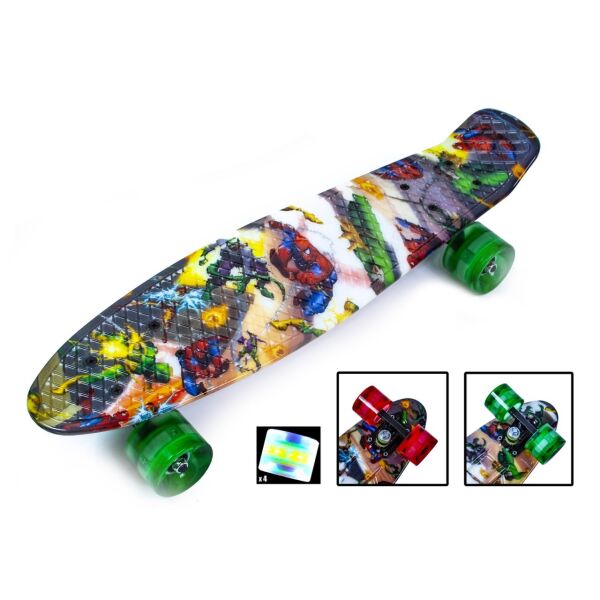 

Пенни борд с рисунком и светящимися колесами мини скейт 55х15см Penny Board Heroes