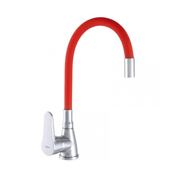 

Смеситель для кухни ZERIX SOP7 146 с красным гибким изливом (ZX2659)