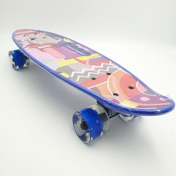Акція на Пенни борд скейтборд с рисунком и светящимися колесами мини скейт 56х15см до 80кг Maraton Cool синий від Allo UA