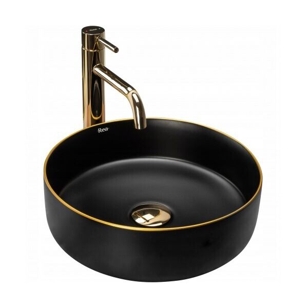 

Умывальник (Раковина) Rea SAMI Черный/Золото MAT (REA-U0595)