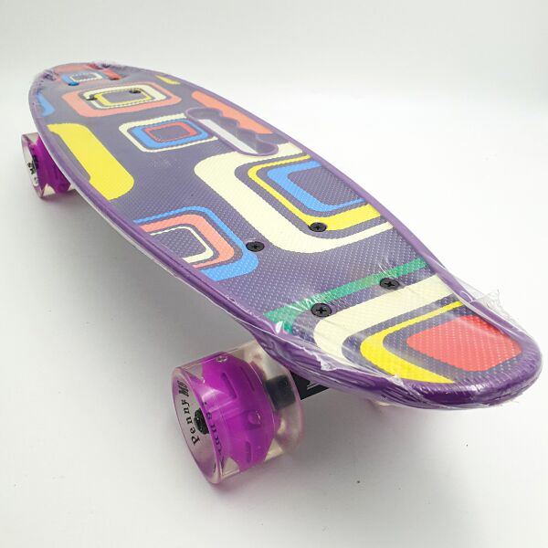 

Пенни борд скейтборд с рисунком и светящимися колесами мини скейт 56х15см до 80кг Maraton Cool фиолетовый