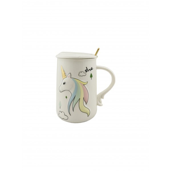 

Чашка с крышкой и ложкой Unicorn She 400мл (977А)