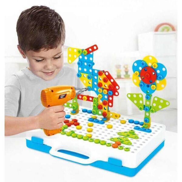 

Детский конструктор Винтовая мозаика с шуруповертом 193 элемент Creative Puzzle в чемодане