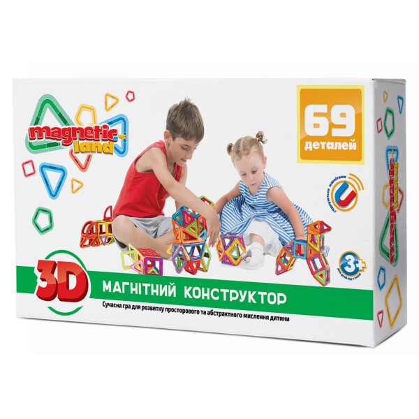 

Магнитный конструктор Magnetic land Желтый 69 деталей(28473913)