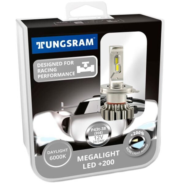 

Светодиодные лампы LED Tungsram Megalight Led +200 H4 H/L 6000k 24w 12v