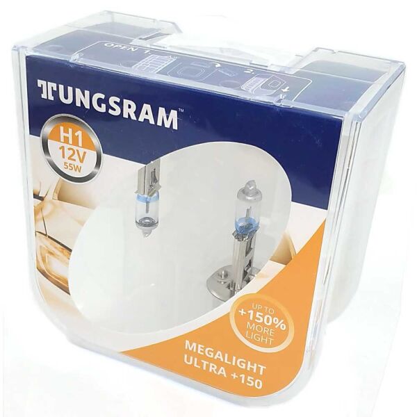 

Галогеновые лампы Tungsram H1 Megalight Ultra +150 TU50310NXNU 55w P14.5s