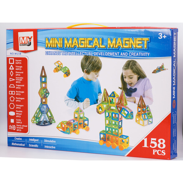 

3D магнитный конструктор Mini Magical Magnet 158 деталей Разноцветный (hubber-213)