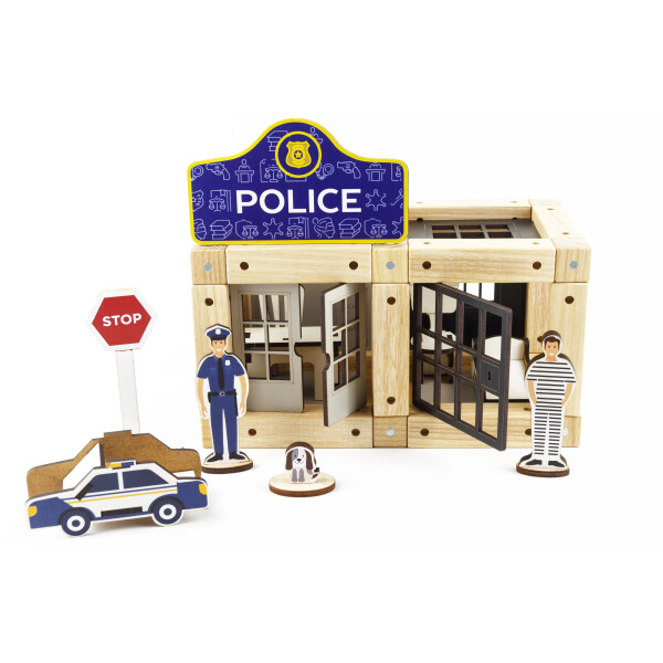 

Деревянный эко-конструктор Zevs-toys Полицейская часть 72 детали (4003234)