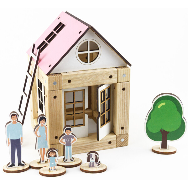 

Деревянный эко-конструктор Zevs-toys Розовый домик 44 детали (4003254)