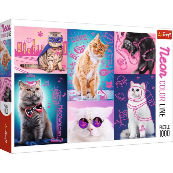 

Пазл Trefl Neon Color Line. Супер - котики 1000 элементов (10581)