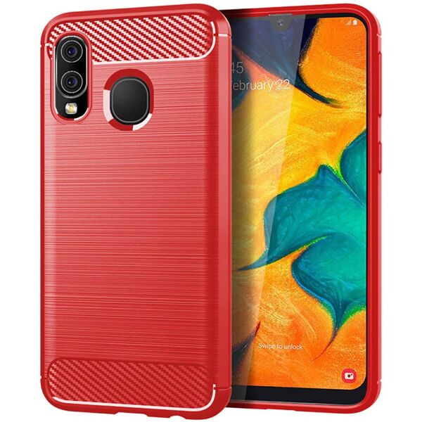 

Чехол накладка Polished Carbon для Samsung Galaxy A40 (A405) Red