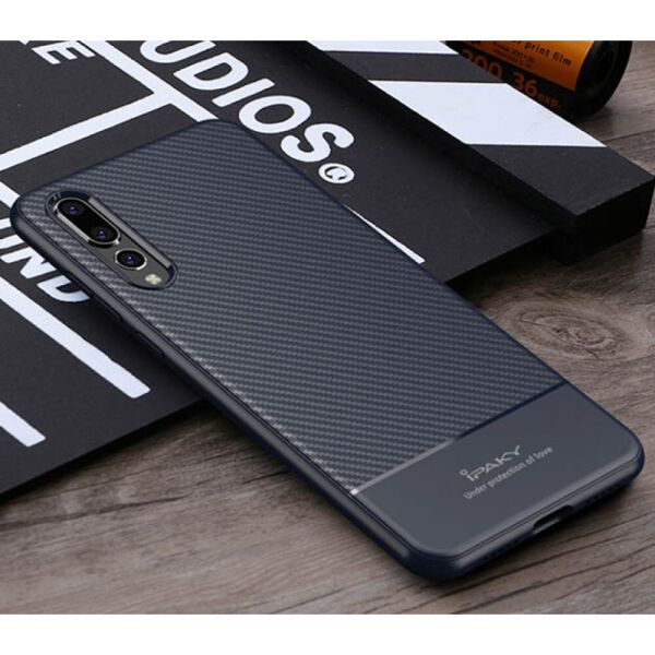 

Чехол накладка Ipaky Carbon fiber series для huawei P20 Pro Blue