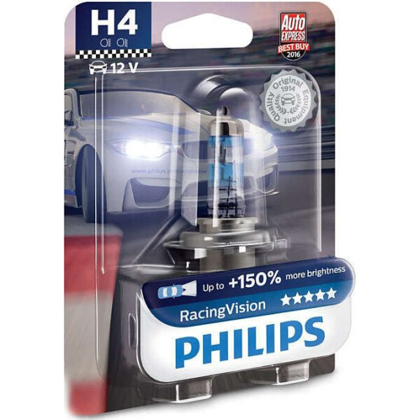 

PHILIPS 12342RVB1 H4 60/55W 12V P43T RacingVision +150%