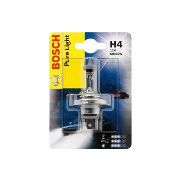 

BOSCH Pure Light H4 60/55W 12V P43t (1987301001) 1шт./блистер