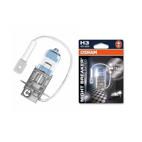 

OSRAM H3 64151NBU-01B Night Breaker Unlimited 55W 12V Pk22S 10X1 Blister