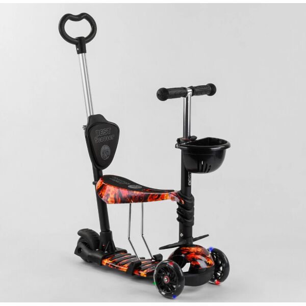 

Самокат 5в1 Best Scooter, PU колеса, подсветка колес, Абстракция Black/Orange (102017)