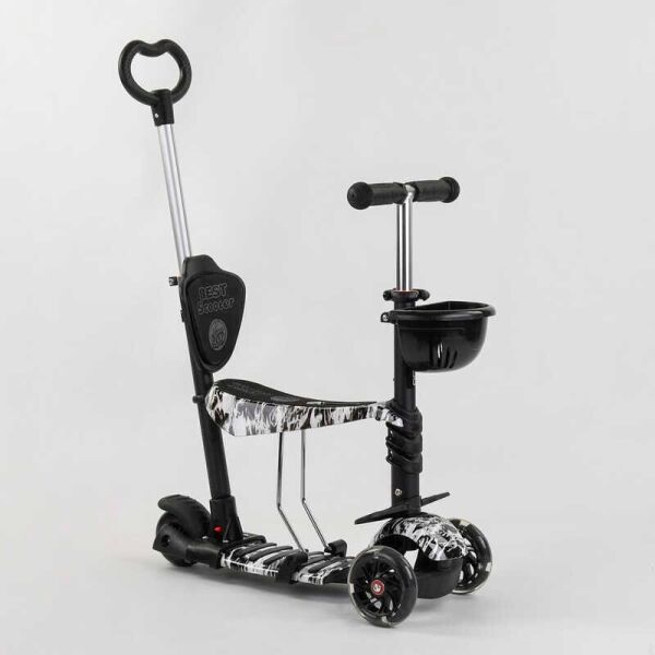 

Самокат 5в1 Best Scooter, PU колеса, подсветка колес, Абстракция Black/White (102022)