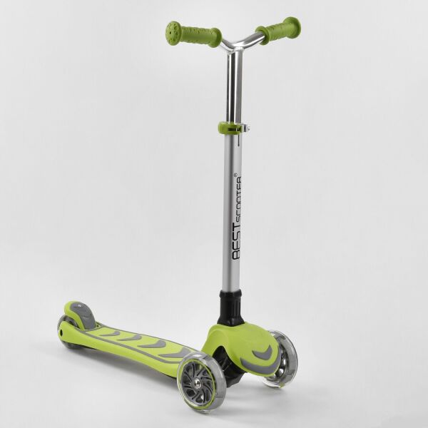 

Самокат трехколесный Best Scooter складной алюминиевый руль, 4 колеса PU со светом Light green (102320)