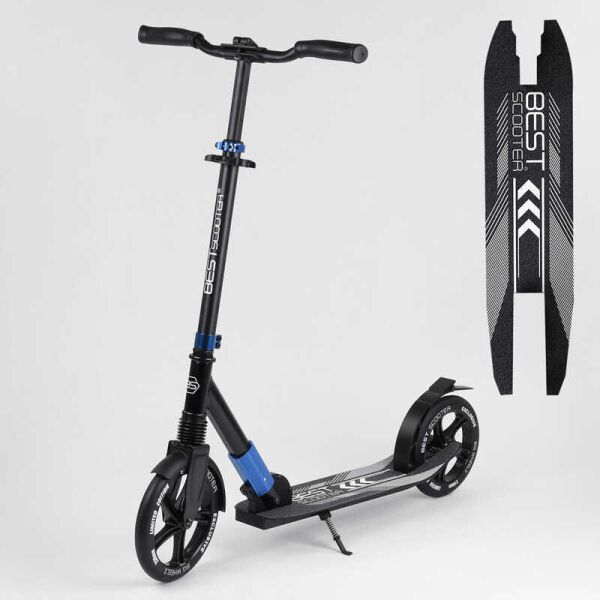 

Самокат алюминиевый Best Scooter с PU колесами, и 1 передним амортизатором Black/Blue (99631)
