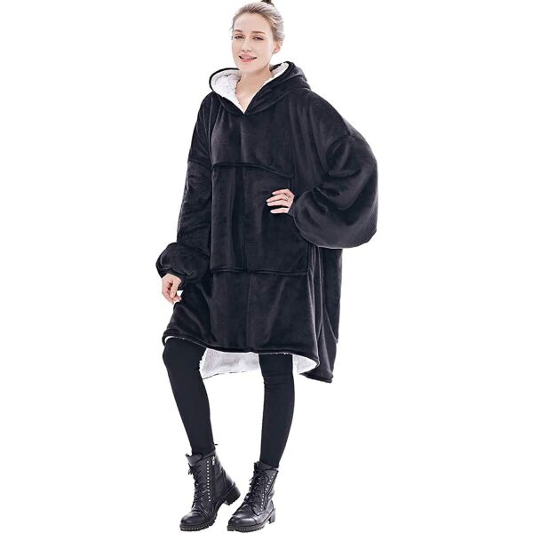 

Плед-толстовка с капюшоном Huggle Hoodie HOODIE BLANKET с рукавами черный