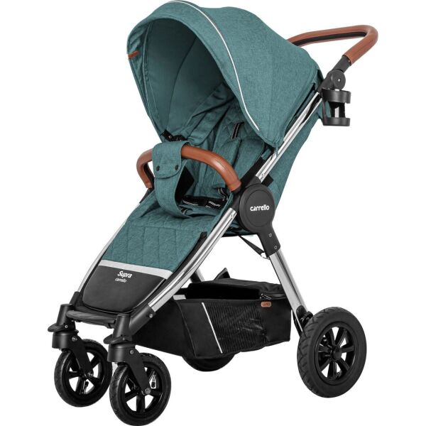 

Коляска детская прогулочная надувные колеса CARRELLO Supra CRL-5510 Aqua Green +дождевик L