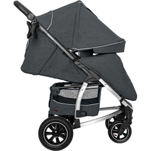 

Коляска детская прогулочная надувные колеса CARRELLO Vista CRL-5511 Steel Gray в льне +дождевик L