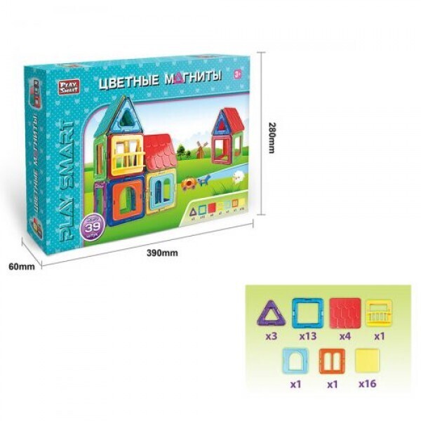 

Магнитный конструктор Цветные магниты Домик 55 элементов Play Smart (2463)