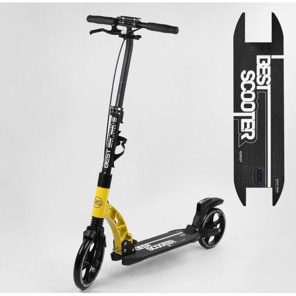 

Самокат с PU колесами и ручным тормозом для взрослых и детей с флягодержателем "Best Scooter" 65470, желтый