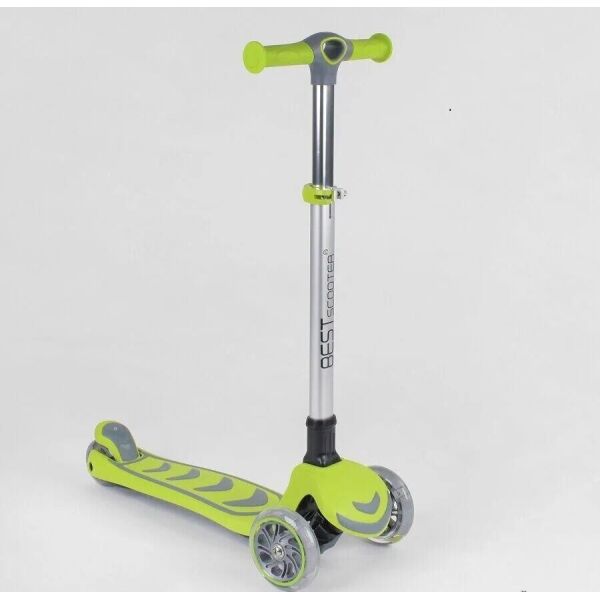 

Самокат трехколесный 46987 Best Scooter САЛАТОВЫЙ складной алюминиевый руль и 4 колеса PU со световым эффектом