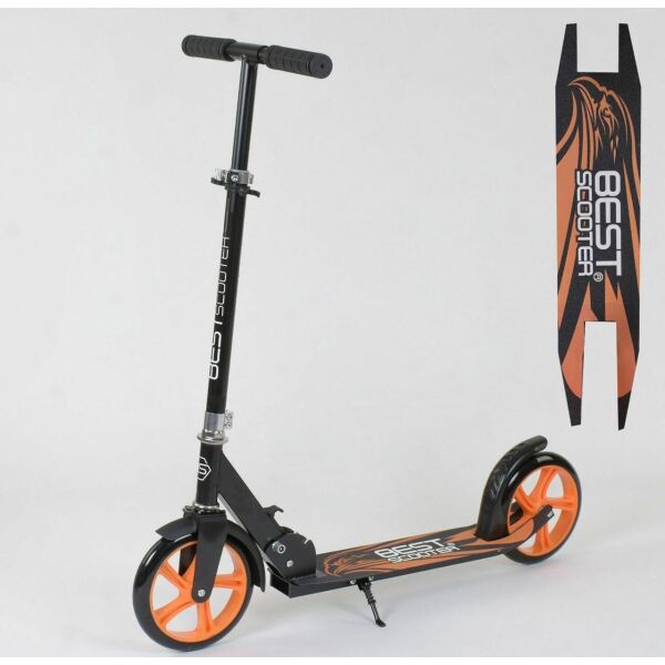 

Самокат складной двухколесный для ребенка с ножным тормозом и подножкой "Best Scooter" 18144, оранжевый