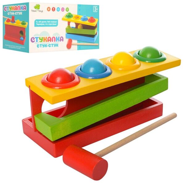 

Деревянная игрушка Limo Toy Стучалка молоточек, шарики 4 шт MD 0026