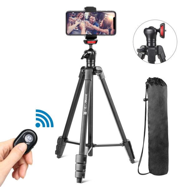 

Штатив фирмы ZOMEI для фотоаппаратов, камер, телефонов - T50 + крепление и Bluetooth пульт для телефона
