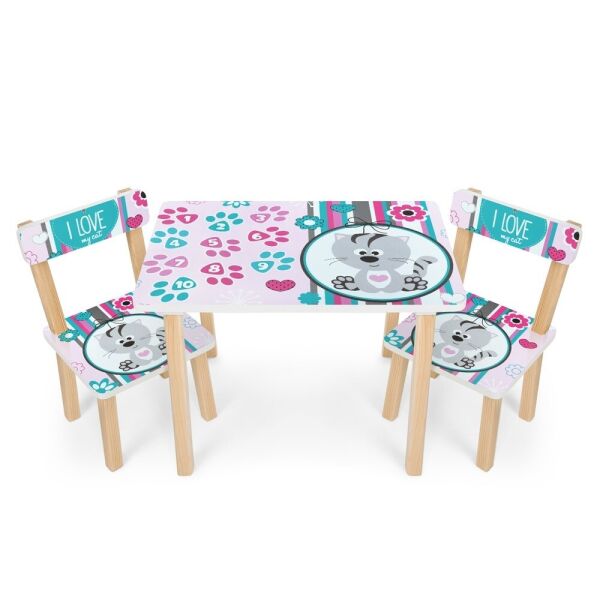 

Столик с 2-мя стульчиками Bambi I love my cat 501-122 Grey / Blue / Pink (501-122)