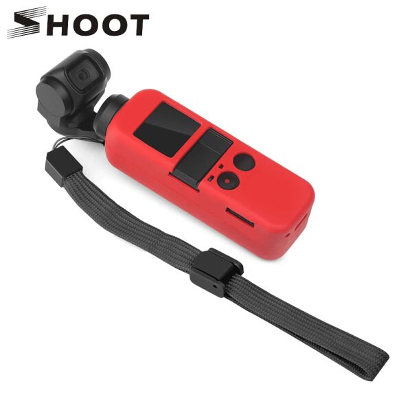 

Силиконовый чехол для DJI Osmo Pocket с страховочным ремешком - красный (код XT-534)