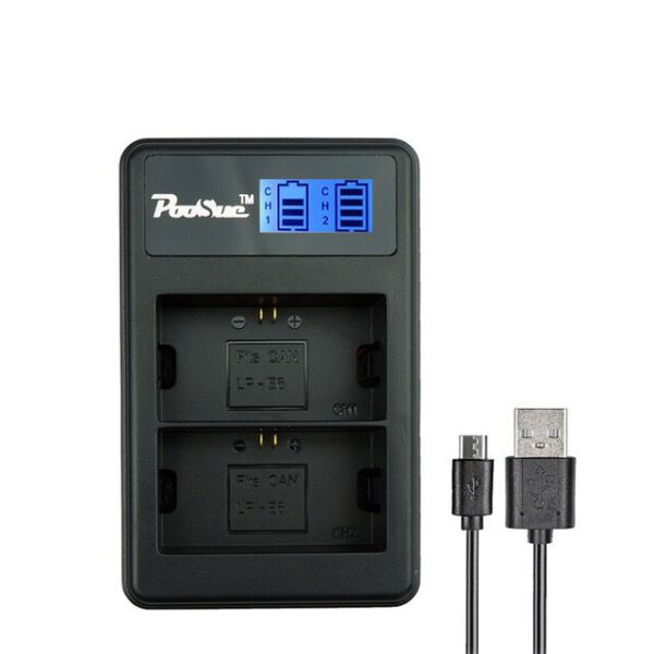 

Зарядное устройство LCD2-LPE6 с USB для 2-х аккумуляторов Canon LP-E6 (LP-E6N)