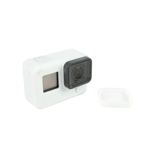 

Силиконовый чехол, футляр с крышкой на объектив для экшн камер GoPro Hero 6, 5, 7 - белый (код № XTGP347)