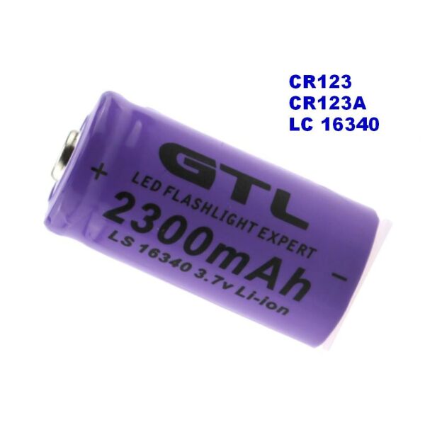 

Аккумулятор CR123A, CR123, LR123A, 16340 GTL 2300 mAh (цена за 1 штуку)